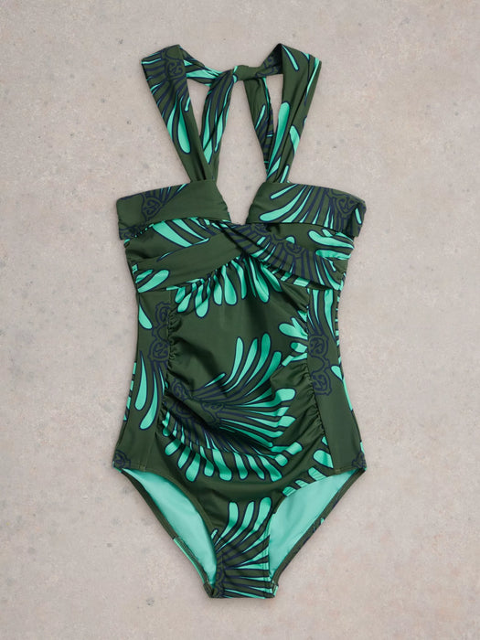 White Stuff Women's Suzi Wrap Swimsuit In Green Print