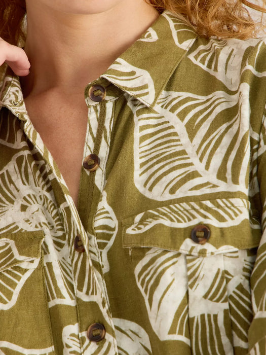 White Stuff Women's Tiff Linen Blend Shirt Dress In Green Print