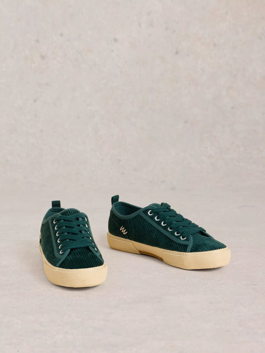 White Stuff Women's Pippa Cord Lace Up Trainer In Dark Teal