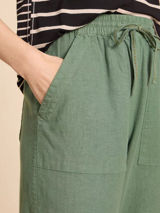White Stuff Women's Mid Green Elle Linen Blend Trouser