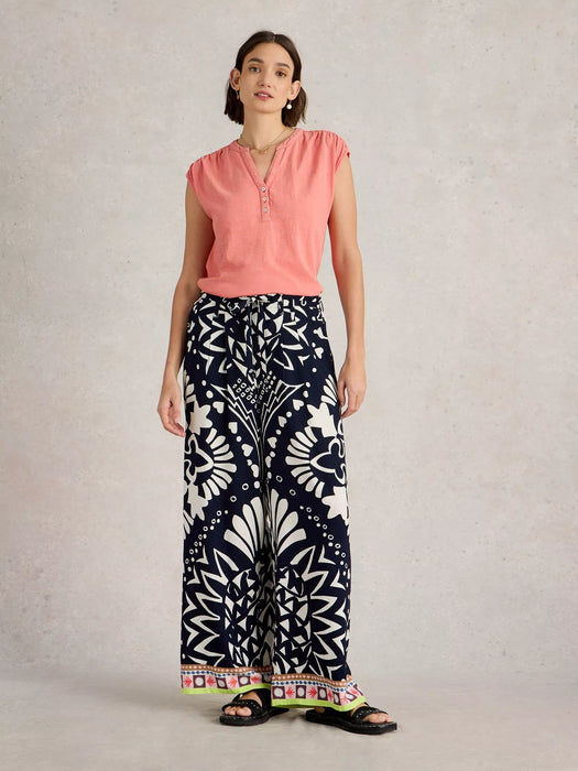 White Stuff Women's Farah Wide Leg Trouser In Navy Multi