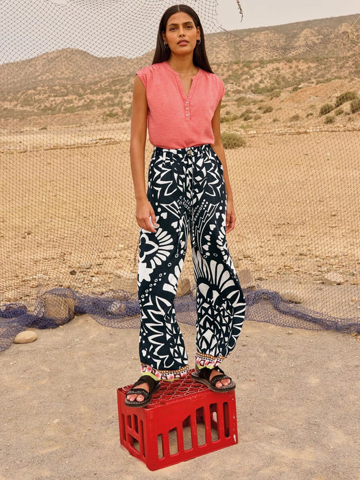 White Stuff Women's Farah Wide Leg Trouser In Navy Multi