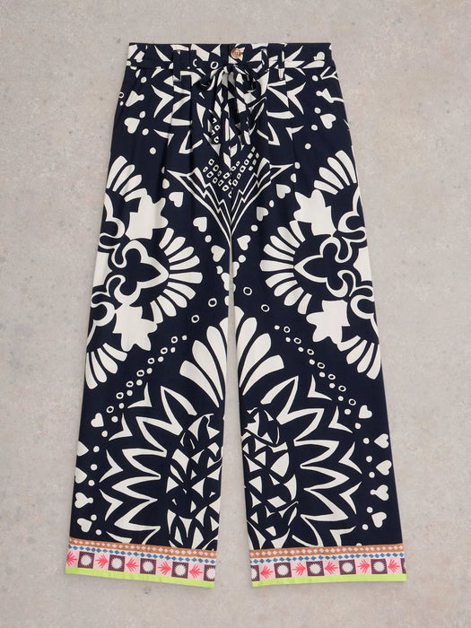 White Stuff Women's Farah Wide Leg Trouser In Navy Multi