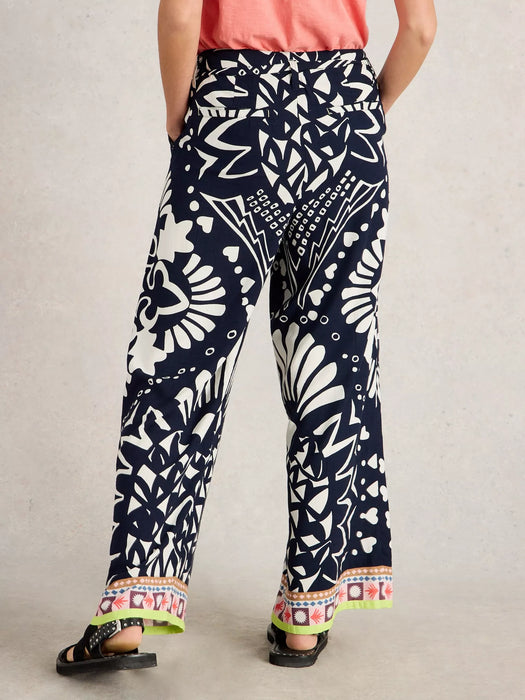 White Stuff Women's Farah Wide Leg Trouser In Navy Multi