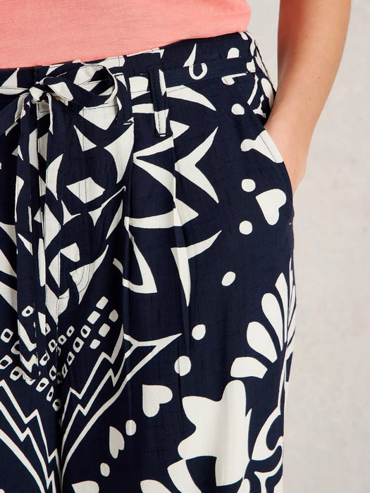 White Stuff Women's Farah Wide Leg Trouser In Navy Multi