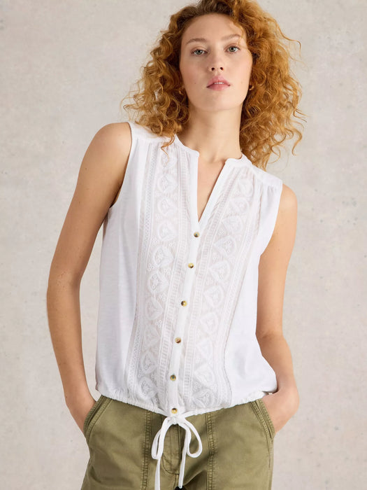 White Stuff Women's Tulip Sleeveless Shirt In Brilliant White