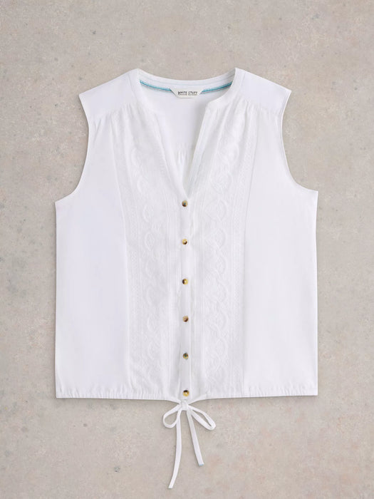 White Stuff Women's Tulip Sleeveless Shirt In Brilliant White