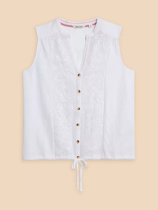 White Stuff Women's Pale Ivory Tulip Jersey Sleeveless Shirt