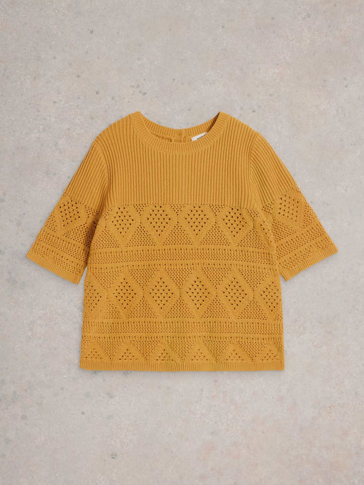 White Stuff Women's Stitchy Knitted Tee In Mid Yellow