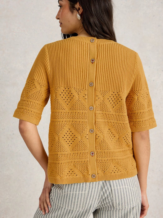 White Stuff Women's Stitchy Knitted Tee In Mid Yellow