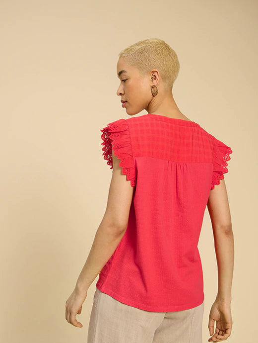 Orange ruffle sleeve top on sale