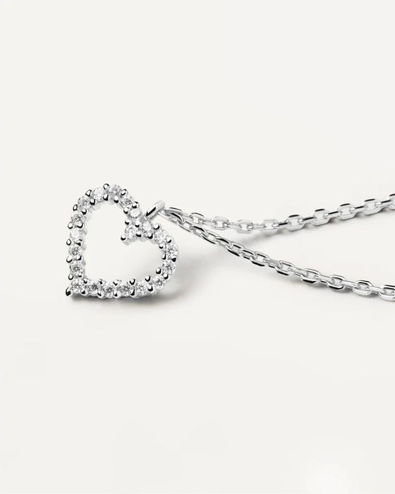 PDPAOLA White Heart Necklace Silver