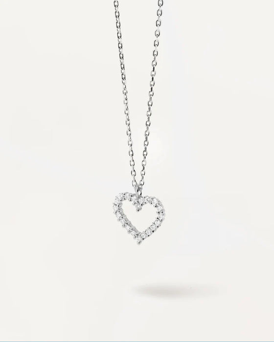PDPAOLA White Heart Necklace Silver — Maple Gifts