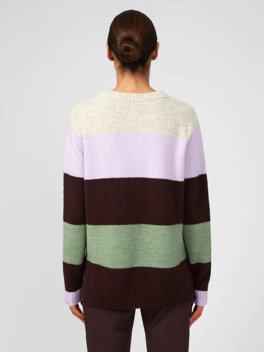 Great Plains Womens Winter Stripe Recycled Knit Crew Neck Jumper Lavender Multi