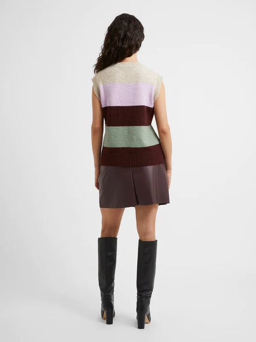 Great Plains Womens Winter Stripe Recycled Knit Sleeveless Jumper Lavender Multi