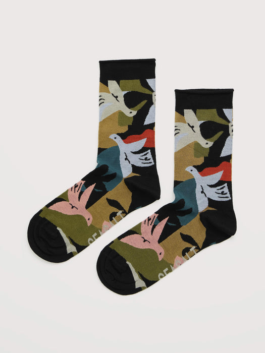 Seasalt Women's Bamboo Arty Socks In Shadow Birds Onyx Multi