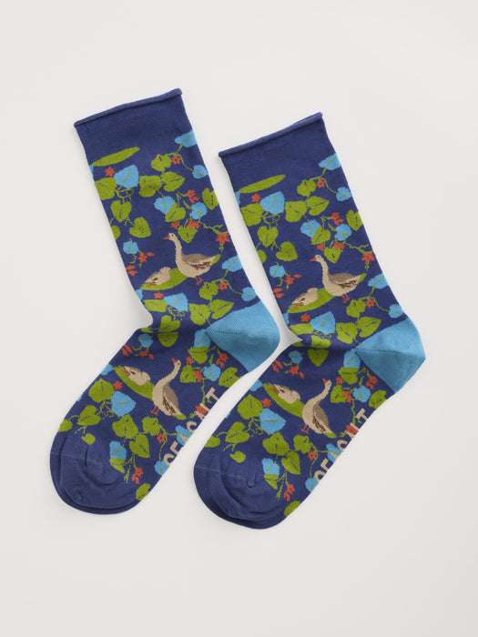 Seasalt Women's Bamboo Arty Socks In Leafy Shade Squall