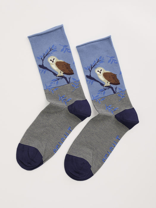 Seasalt Women's Bamboo Arty Socks In Perched Owl Maritime
