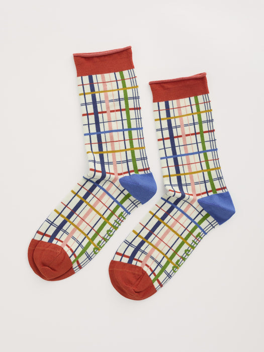 Seasalt Women's Bamboo Arty Socks In Sketched Check Mix