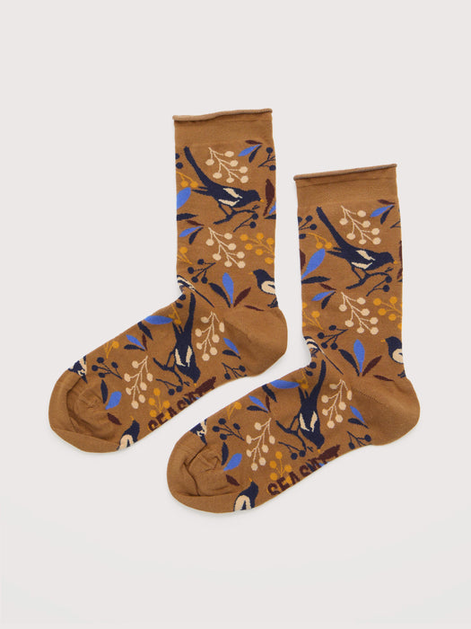 Seasalt Women's Arty Socks In Magpie Song Dark Flax