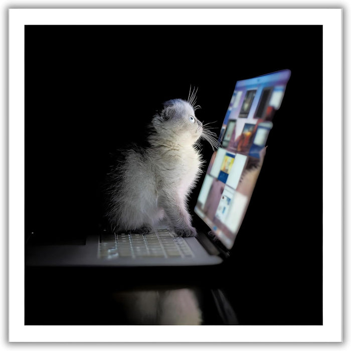 Woodmansterne 'Kitten On A Laptop' Greeting Card