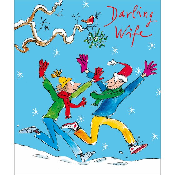 Woodmansterne 'Fun In The Snow Darling Wife' Christmas Card
