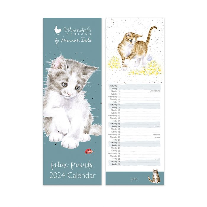 Wrendale 'Feline Friends' Cat Slim Calendar 2024
