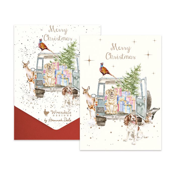 Wrendale 'Driving Home for Christmas' Dog and Woodland Animal Christmas Card Pack
