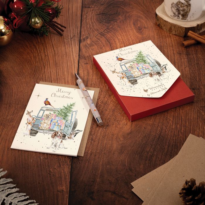 Wrendale 'Driving Home for Christmas' Dog and Woodland Animal Christmas Card Pack
