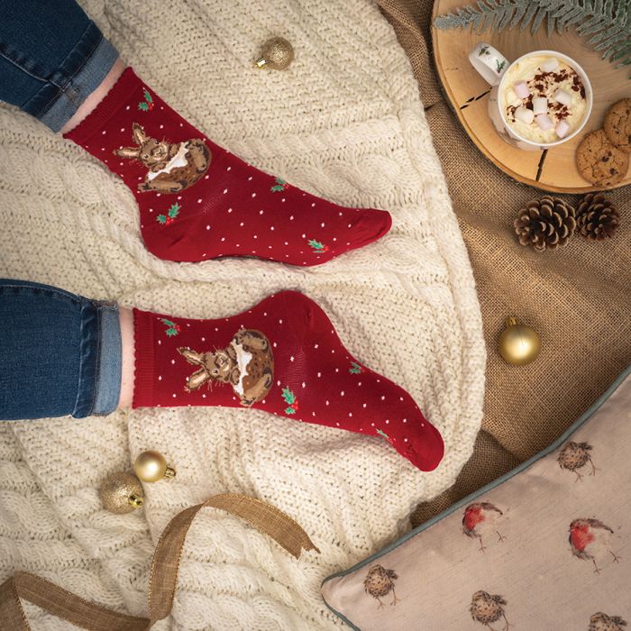 Wrendale 'Little Pudding' Rabbit Christmas Socks