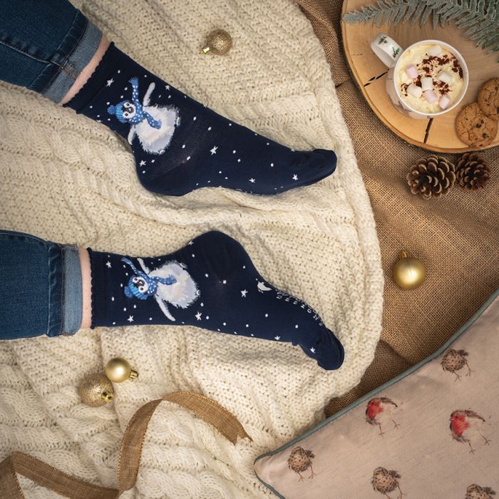 Wrendale 'Winter Penguin' Dark  Christmas Socks