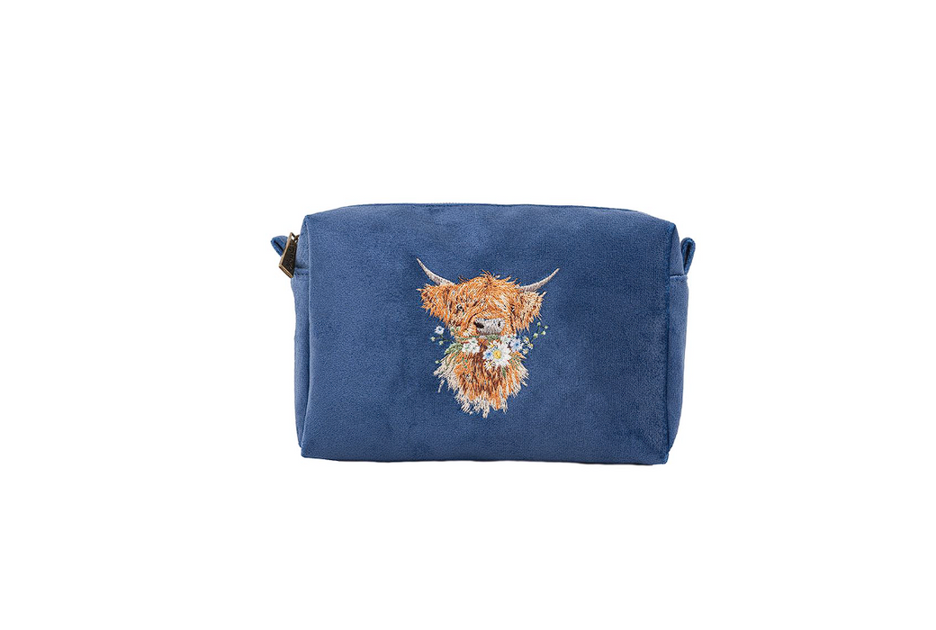 Wrendale 'Daisy Coo' Highland Cow Embroidered Make Up Bag