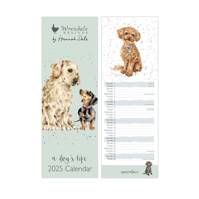 Wrendale A Dogs Life Slim Calendar 2025