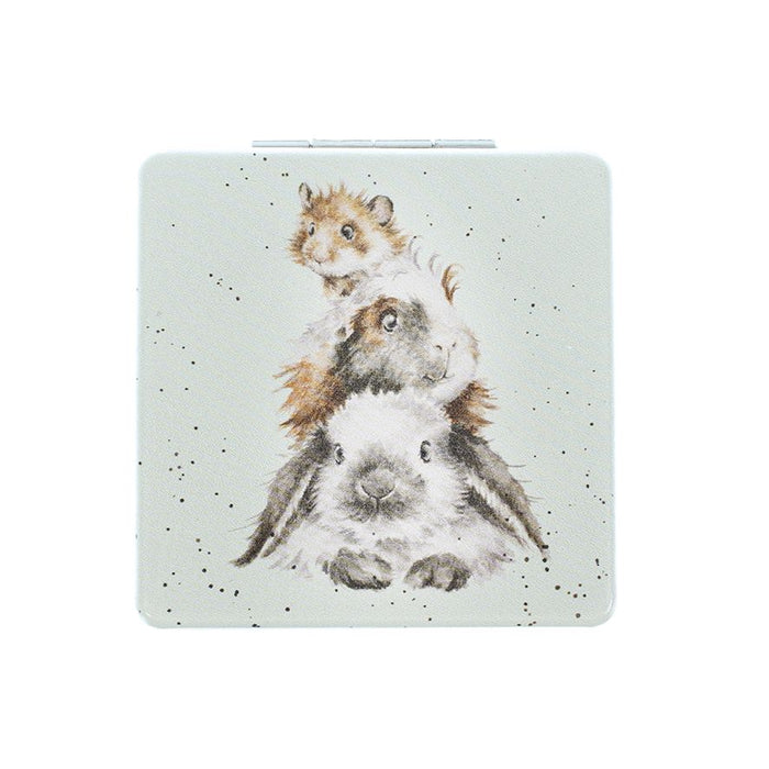 Wrendale 'Piggy in the Middle' Guinea Pig & Rabbit Pocket Mirror