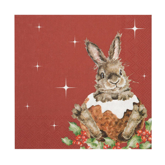 Wrendale 'Merry Little Christmas' Rabbit Lunch Napkin