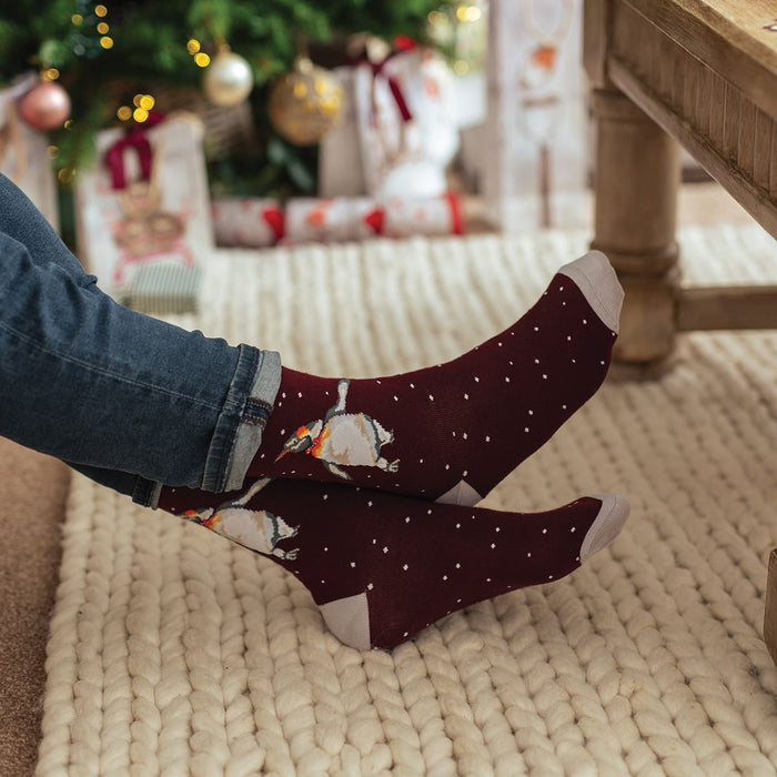 Wrendale 'Christmas King' Penguin Men's Socks