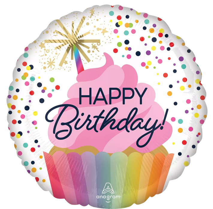 Jackson's Cupcake Happy Birthday Balloon 18"