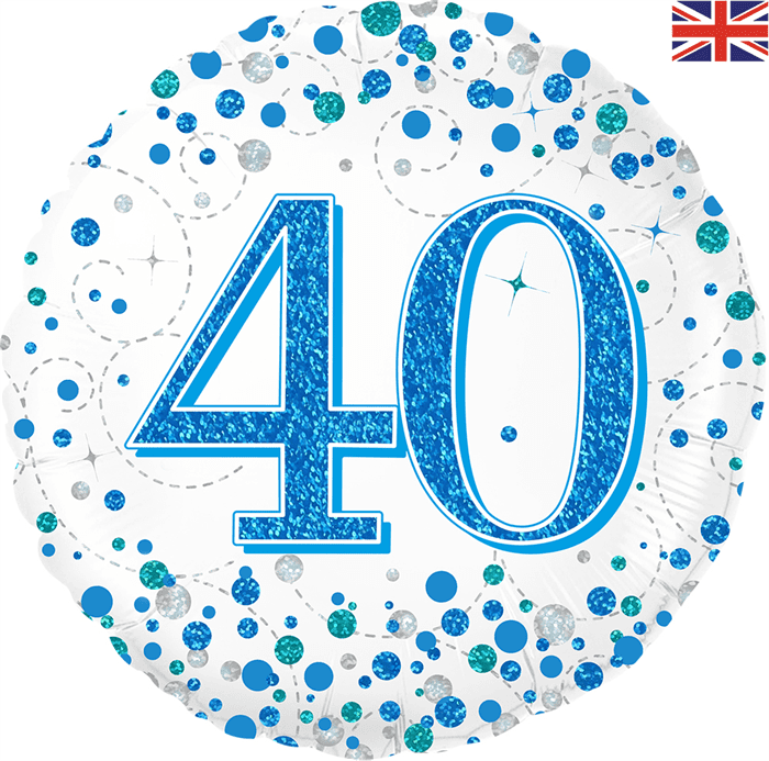 Jackson's Oaktree Sparkling Fizz White & Blue 40th Balloon