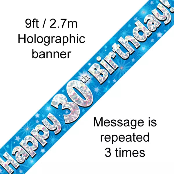 Jackson's Oaktree Happy 13th Birthday Blue Holographic Banner