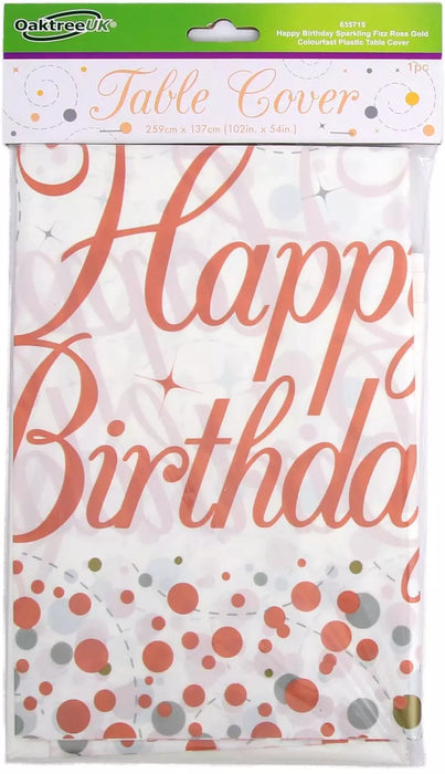 Jackson's Oaktree Sparkling Fizz Happy Birthday Rose Gold Table Cover
