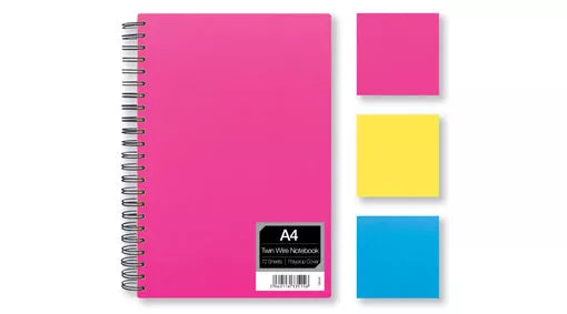Jackson's Club Neon A4 Plastic Spiral Notebook