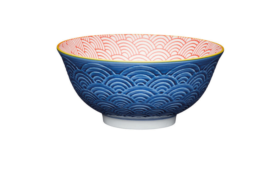 KitchenCraft Blue Arc Patter Ceramic Bowl