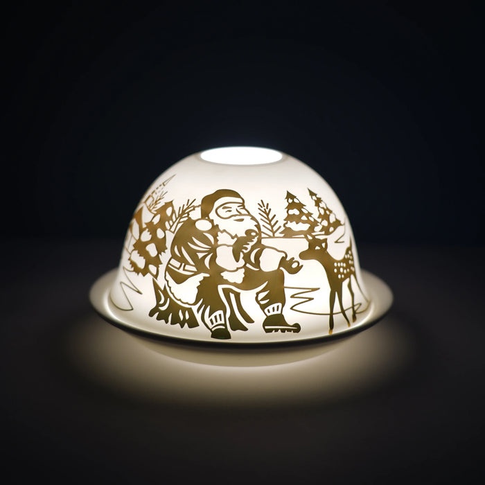 Cello Father Christmas Gold Tealight Dome