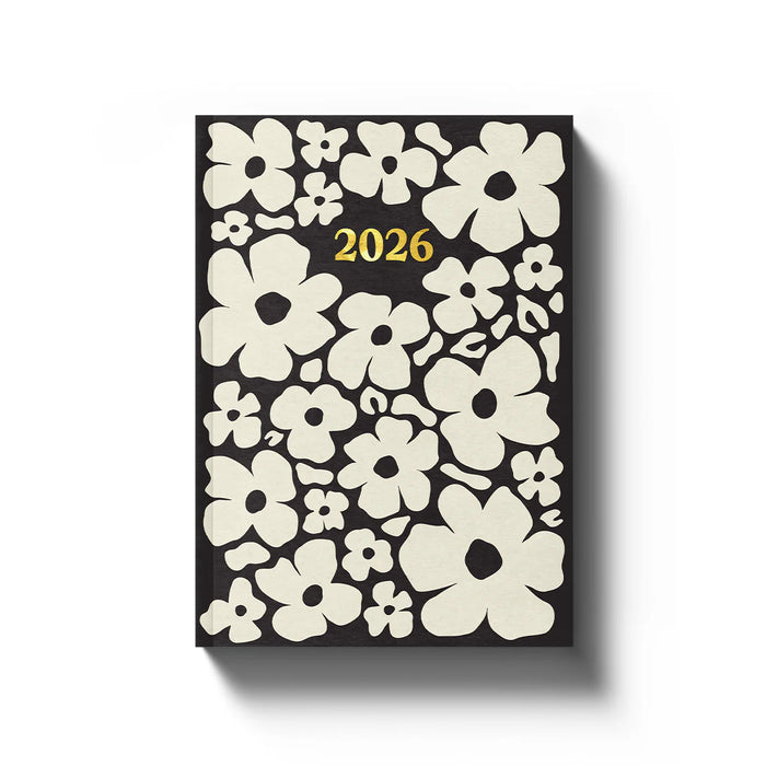 Yop & Tom Monochrome Daisies A5 Diary 2026