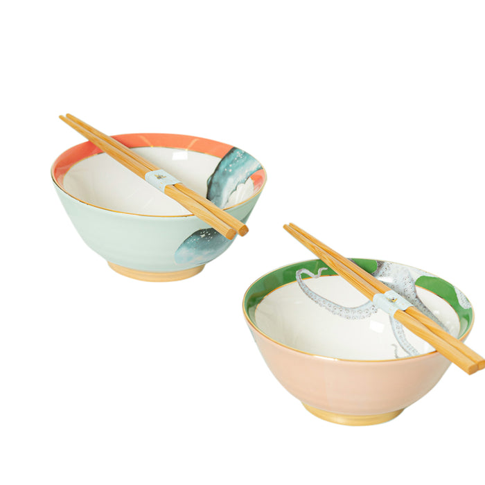 Yvonne Ellen Set of 2 Rice Bowls With Chopsticks