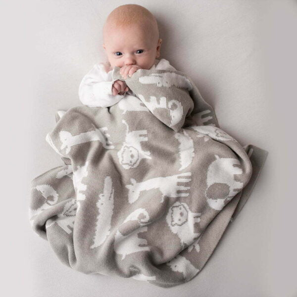 Ziggle Grey And White Safari Blanket