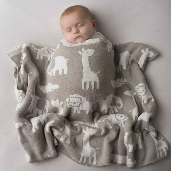 Ziggle Grey And White Safari Blanket