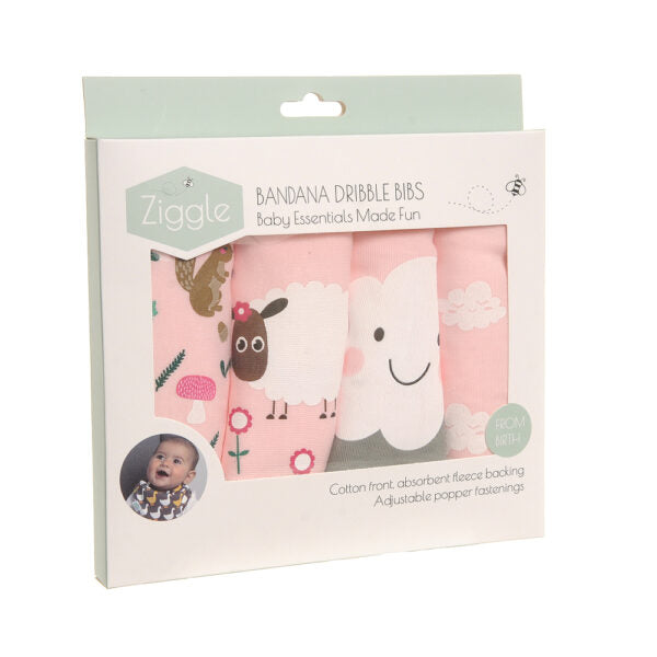 Ziggle Cuddly Pinks Bib Set Of 4