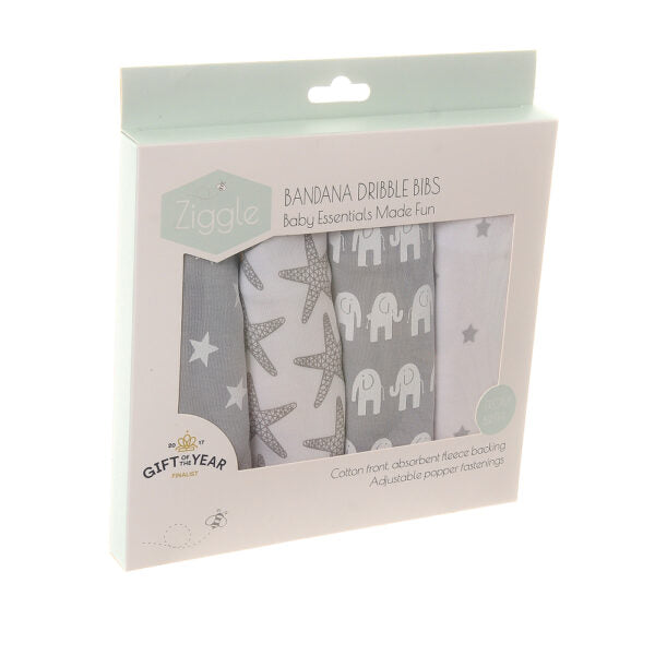 Ziggle Grey And White Bib Set Of 4 (Copy)