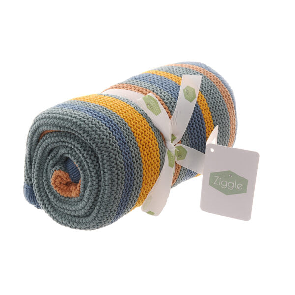 Ziggle Blue, Orange, Yellow And Green Stripe Blanket